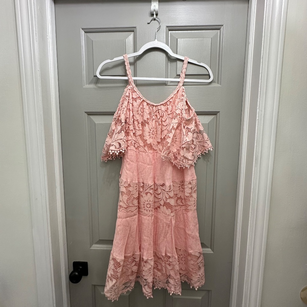 Pink Open Shoulder Mini Dress